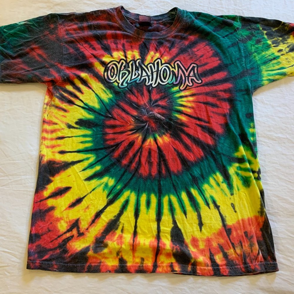 Vintage 90's Oklahoma Tie Dye Trippy Weird